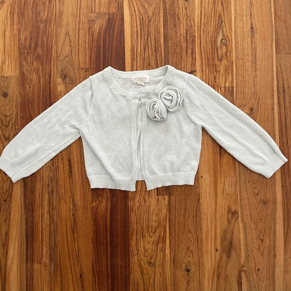 Mimi & Maggie Silver Metallic Cardigan Size 2T